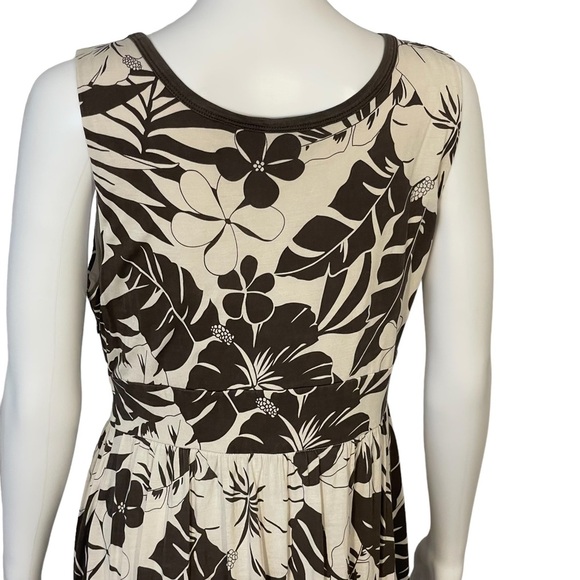 Tommy Bahama Brown Ivory Silk Tropical Palm Sleeveless Embellished Dress Sz 8/10 - Picture 6 of 11